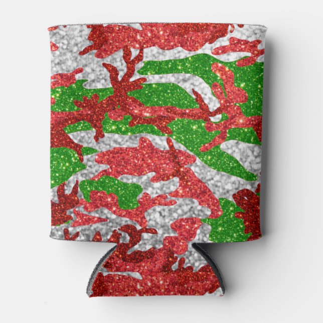 Enfriador De Latas Patrón De Xmas Plateado De Haus Of Camo (Anverso)