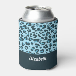 Enfriador De Latas Patrón de zona de leopardo azul claro a la moda co