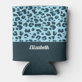 Enfriador De Latas Patrón de zona de leopardo azul claro a la moda co
