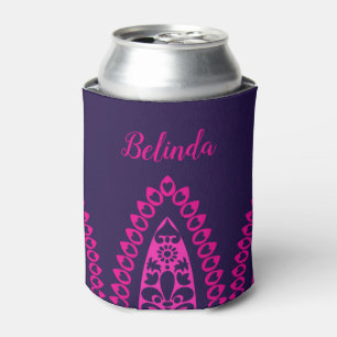 Enfriador De Latas Patrón decorativo indio Personalizado morado rosad