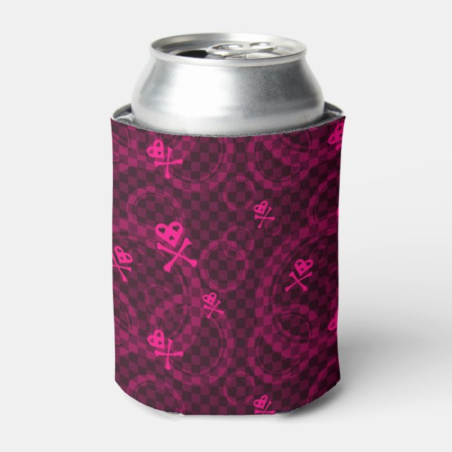 Enfriador De Latas Patrón Emo Rosa Con Círculos (Lata Anverso)