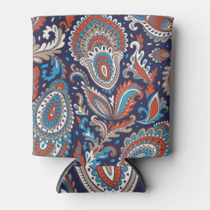 Enfriador De Latas Patrón étnico de la medalla de Paisley india.