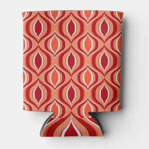 Enfriador De Latas Patrón étnico geométrico: rojo, naranja.