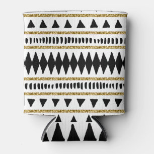 Enfriador De Latas Patrón étnico Purpurina de oro negro