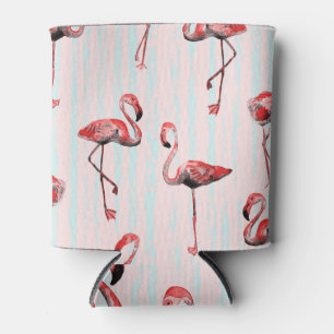 Enfriador De Latas Patrón Flamingo Rojo Azul Tropical
