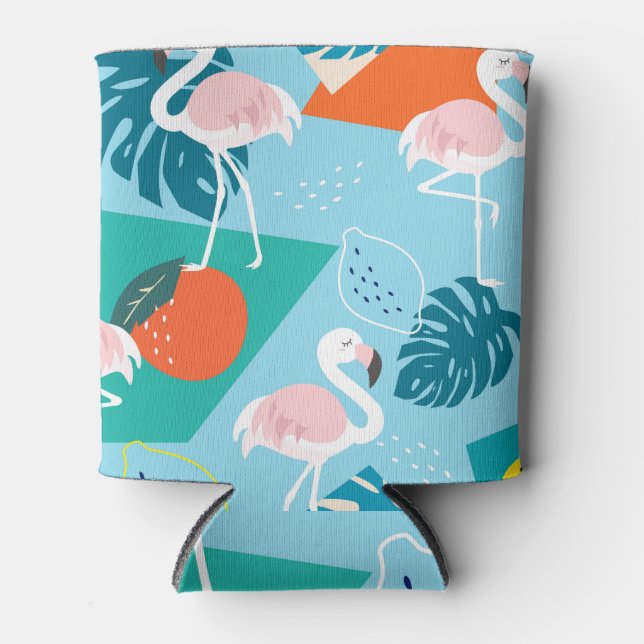 Enfriador De Latas Patrón Flamingo Tropical, Moderno. (Anverso)