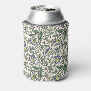 Enfriador De Latas Patrón floral azul, amarillo y blanco sin costuras