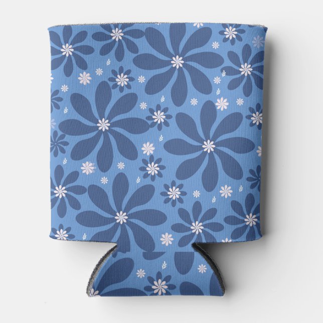 Enfriador De Latas Patrón floral azul - Elegante acceso (Anverso)