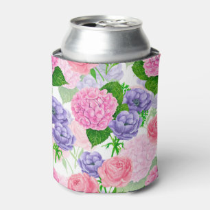 Enfriador De Latas Patrón floral de acuarela