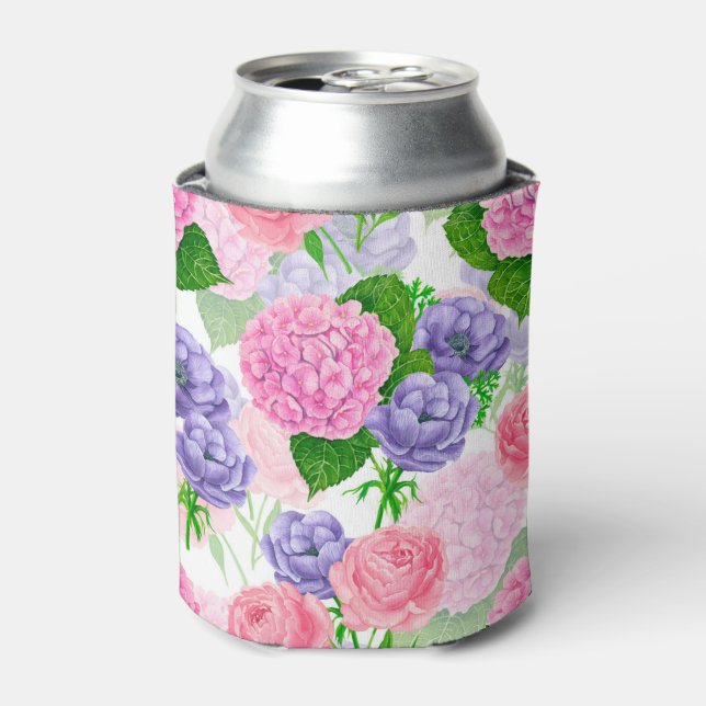 Enfriador De Latas Patrón floral de acuarela (Lata Anverso)