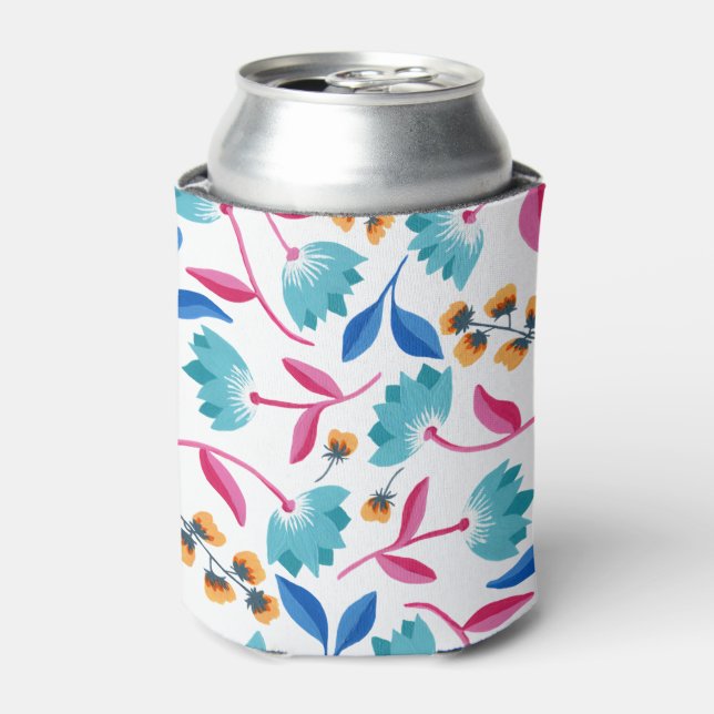 Enfriador De Latas Patrón floral de arte folclórico brillante (Lata Anverso)