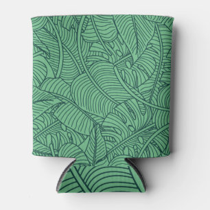 Enfriador De Latas Patrón floral de hojas tropicales