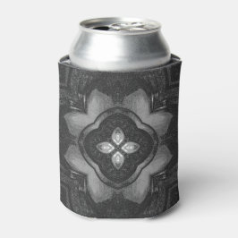 Enfriador De Latas Patrón floral de lápiz negro gris