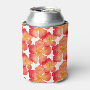 Enfriador De Latas Patrón floral de Oleander naranja