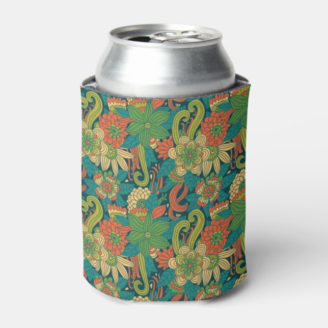 Enfriador De Latas Patrón floral de verano (Lata Anverso)