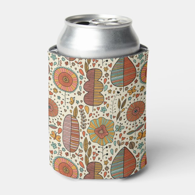 Enfriador De Latas Patrón floral de verano hecho de hojas (Lata Anverso)