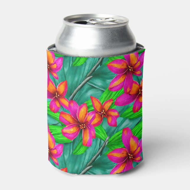 Enfriador De Latas Patrón floral del paraíso tropical (Lata Anverso)