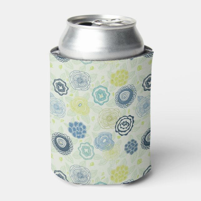 Enfriador De Latas Patrón floral elegante con flores adorables (Lata Anverso)