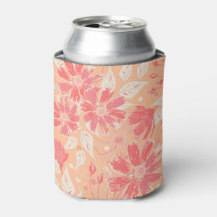 Enfriador De Latas Patrón floral en tonos de melocotón de moda