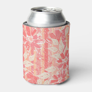 Enfriador De Latas Patrón floral en tonos de melocotón de moda
