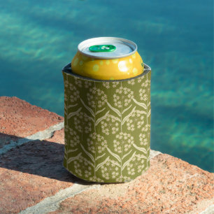Enfriador De Latas Patrón floral moderno: flores umbela blancas