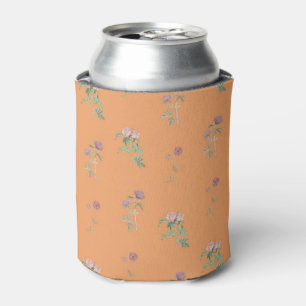 Enfriador De Latas Patrón Floral Naranja Simple Boho Vintage Fiesta
