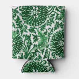 Enfriador De Latas Patrón floral ornamental verde vintage