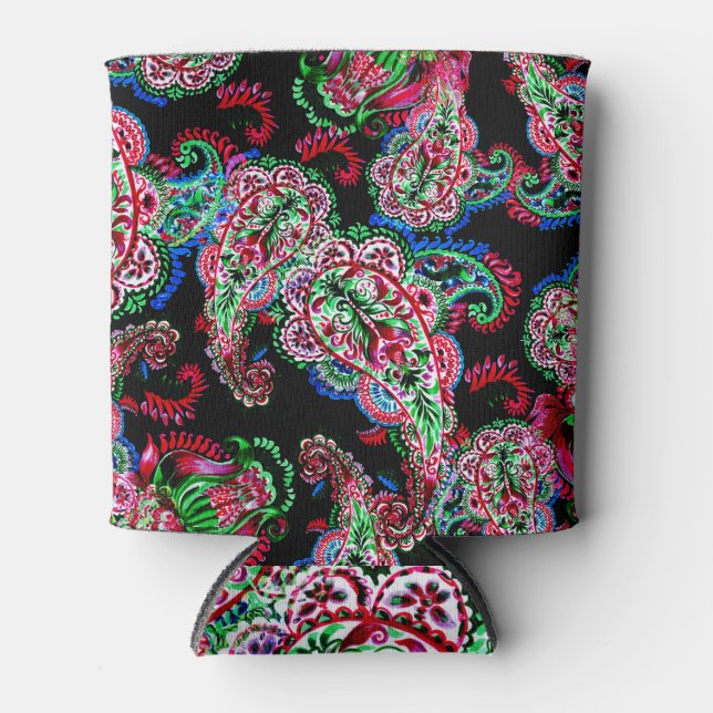 Enfriador De Latas Patrón Floral Paisley, Origen Étnico. (Anverso)