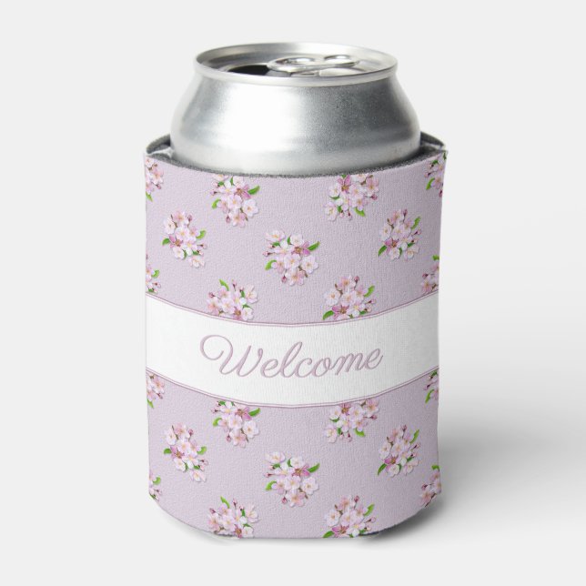 Enfriador De Latas Patrón Floral Retro. (Lata Anverso)