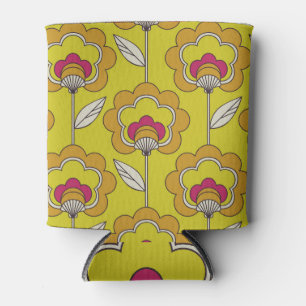 Enfriador De Latas Patrón floral retro, diseño impecable.