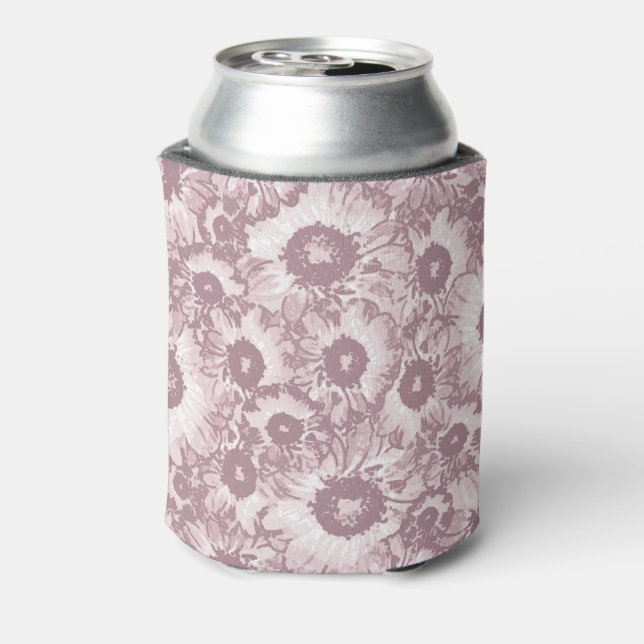 Enfriador De Latas Patrón floral rosa de Rosa gris pastel (Reverso de la lata)