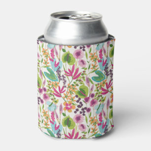 Enfriador De Latas Patrón floral tropical de verano colorido y elegan