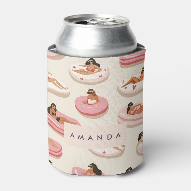 Enfriador De Latas Patrón flotante de piscina de verano personalizado (Lata Anverso)