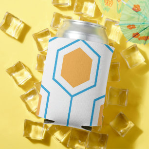 Enfriador De Latas Patrón geométrico abstracto hexagonal en blu naran