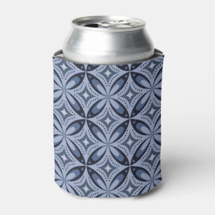Enfriador De Latas Patrón geométrico azul estilo retro