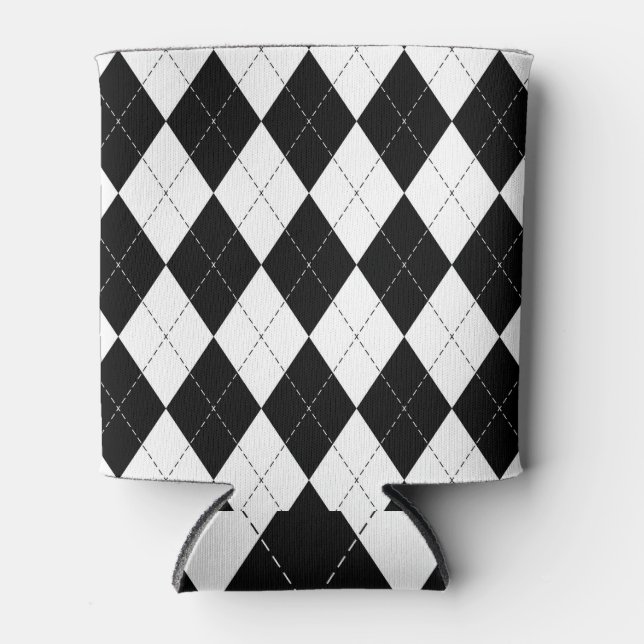 Enfriador De Latas Patrón geométrico negro blanco (Anverso)