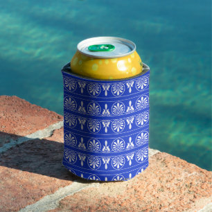 Enfriador De Latas Patrón griego árabe-mediterráneo azul