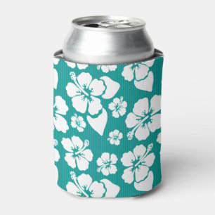 Enfriador De Latas Patrón hawaiano de flores hibiscus