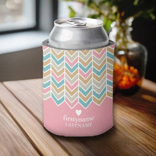 Enfriador De Latas Patrón Herringbone moderno - Oro azul rosado