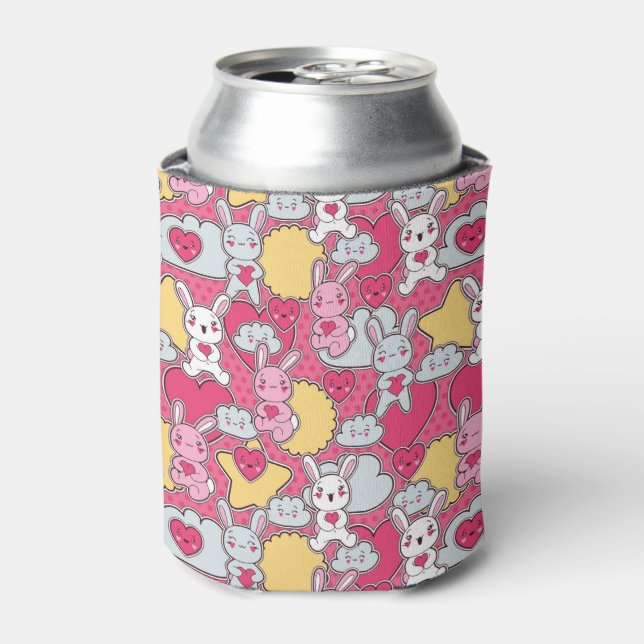 Enfriador De Latas Patrón infantil de Kawaii con garabatos finos 2 (Lata Anverso)