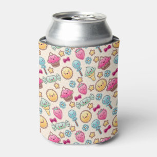 Enfriador De Latas Patrón infantil kawaii con doodles bonitos