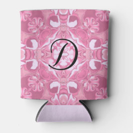 Enfriador De Latas Patrón Kaleidoscopio Rosa Medio #2 Monograma