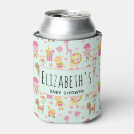 Enfriador De Latas Patrón lindo con feliz Baby Shower de animales y j