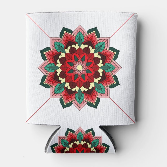 Enfriador De Latas Patrón Mandala 02 en Refrigerador de bebidas rojo (Anverso)