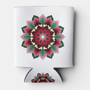 Enfriador De Latas Patrón Mandala 02 en rosa profundo