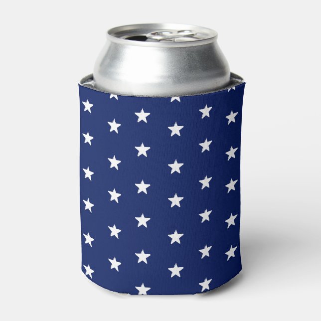 Enfriador De Latas Patrón moderno de estrellas azul marino y blanco (Lata Anverso)