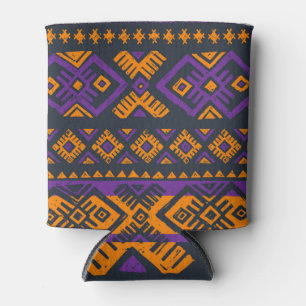 Enfriador De Latas patrón naranja, violeta, tribal geométrico sin cos
