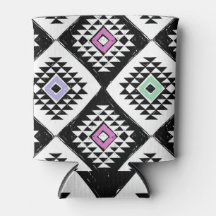 Enfriador De Latas Patrón Navajo tribal blanco negro