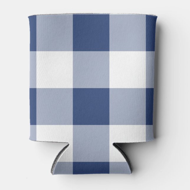 Enfriador De Latas Patrón Navy Gingham (Anverso)