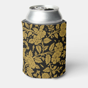 Enfriador De Latas Patrón negro de trabajo en laca indio floral de or